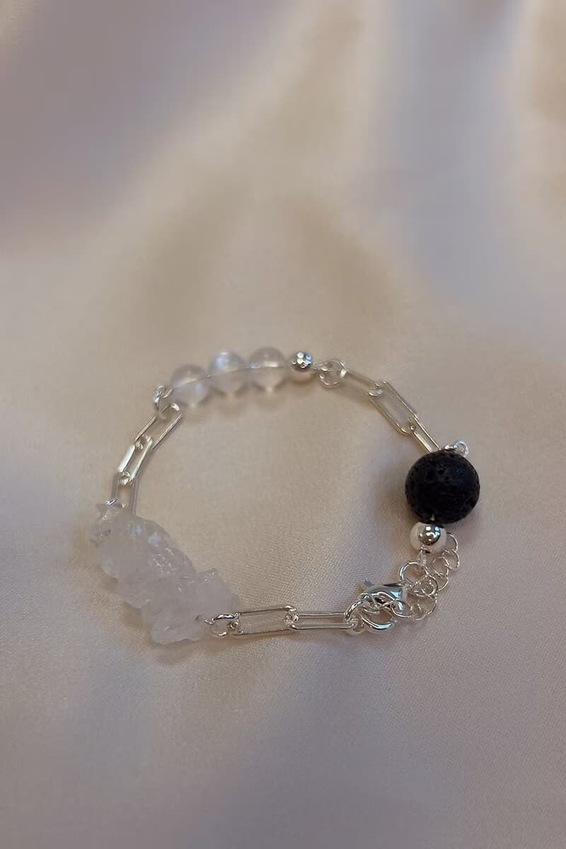 CYH- Lillian- 水晶純銀手鍊(月光石/白水晶/冰粉晶/擴香石)