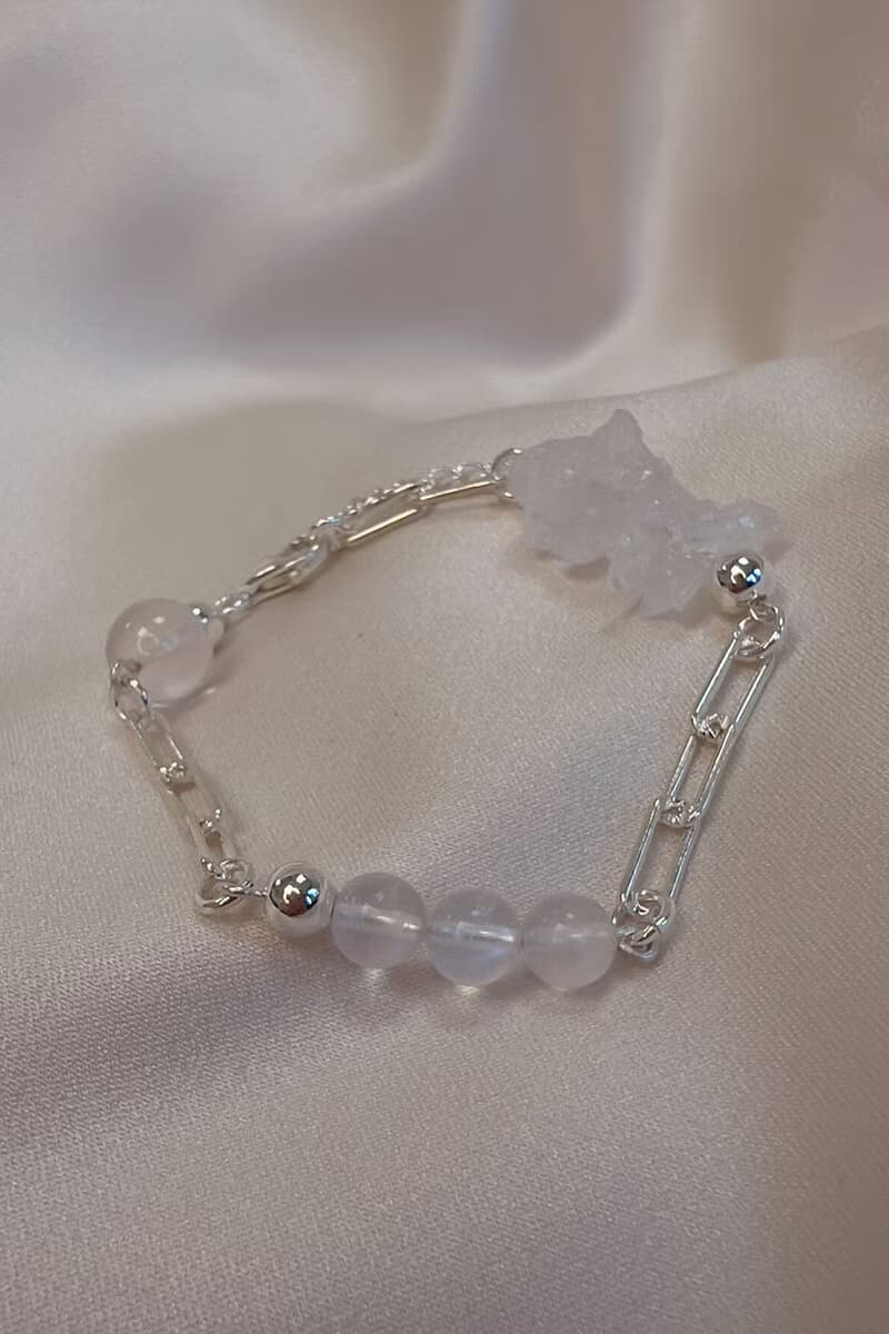 CYH- Lillian- 水晶純銀手鍊(月光石/白水晶/冰粉晶/擴香石)