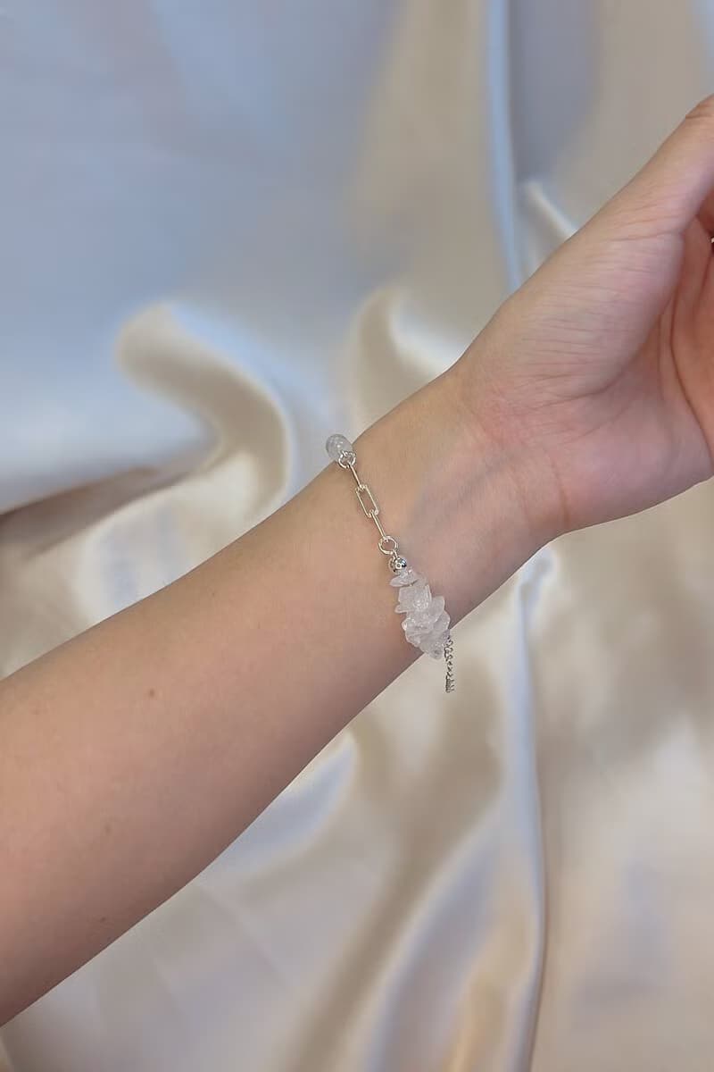 CYH- Lillian- 水晶純銀手鍊(月光石/白水晶/冰粉晶/擴香石)