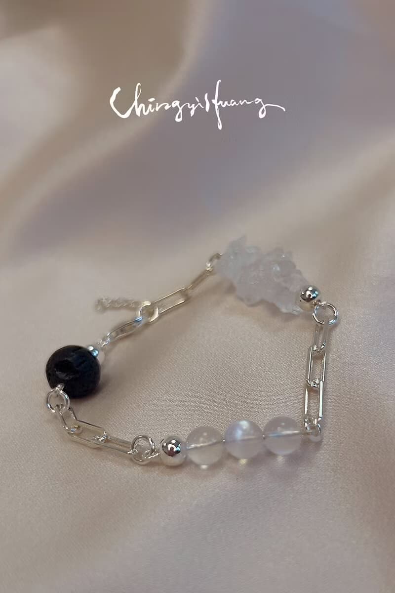 CYH- Lillian- 水晶純銀手鍊(月光石/白水晶/冰粉晶/擴香石)
