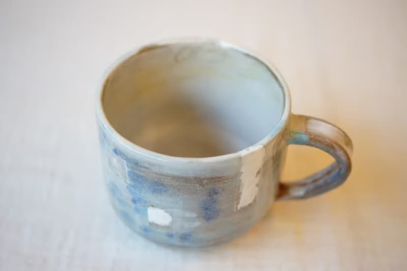 手捏粉引 留白 咖啡杯 210ml  茶杯 陶杯