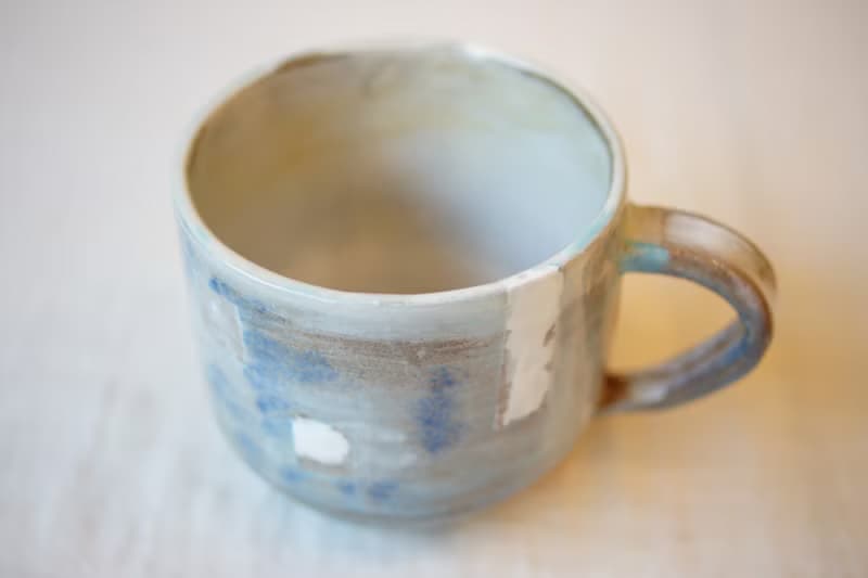 手捏粉引 留白 咖啡杯 210ml  茶杯 陶杯