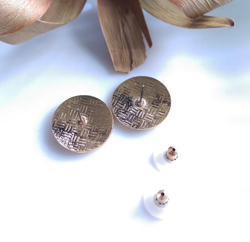 【西洋古董飾品 】景泰藍 紫色底 蝶花 小蝴蝶 花卉 針式耳環