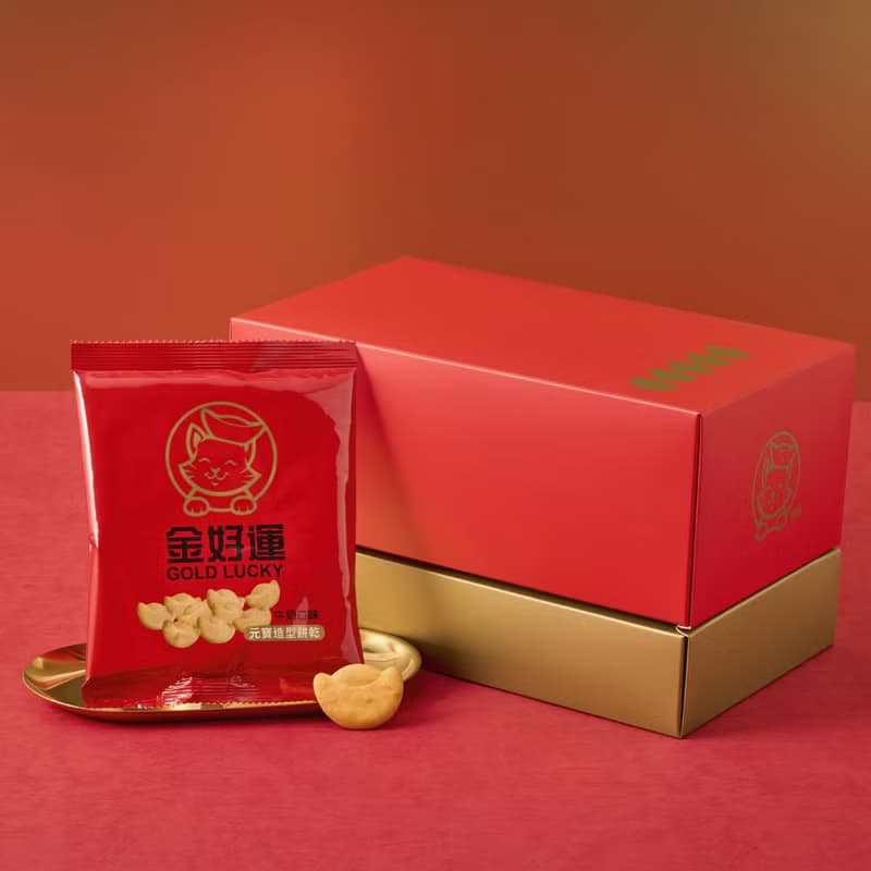 金好運【好運滿滿禮盒組】元寶造型餅乾禮盒－牛奶口味 (內含5包)