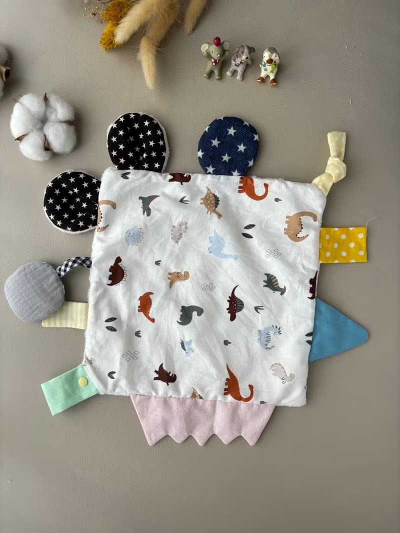 寶寶多功能安撫巾 散步小恐龍 口水巾 新生禮 奶嘴鏈