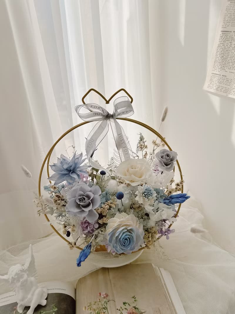 逗留 - 暖心香橙橘永生花 小花園系列開幕花籃 升遷禮物