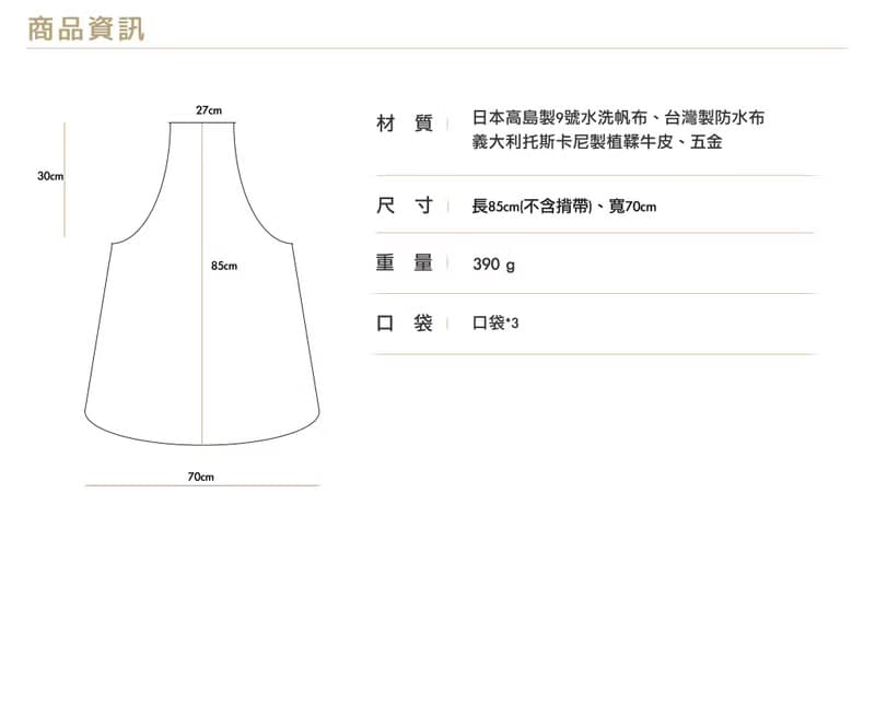 職人帆布圍裙  日本帆布 水洗帆布  工作圍裙  廚房幫手