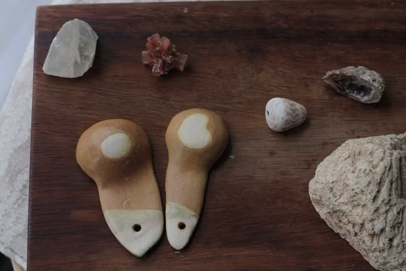 純手捏橘黃色小鳥形象陶瓷湯匙/陶匙(1對)