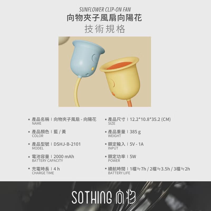 【快速出貨 母親節禮物】夾子風扇-向陽花  | 夾式風扇
