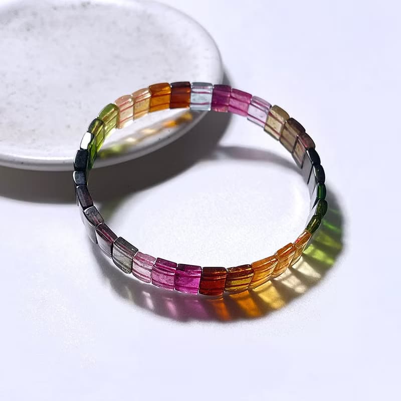 天然礦石 頂級 冰透彩虹碧璽 手排