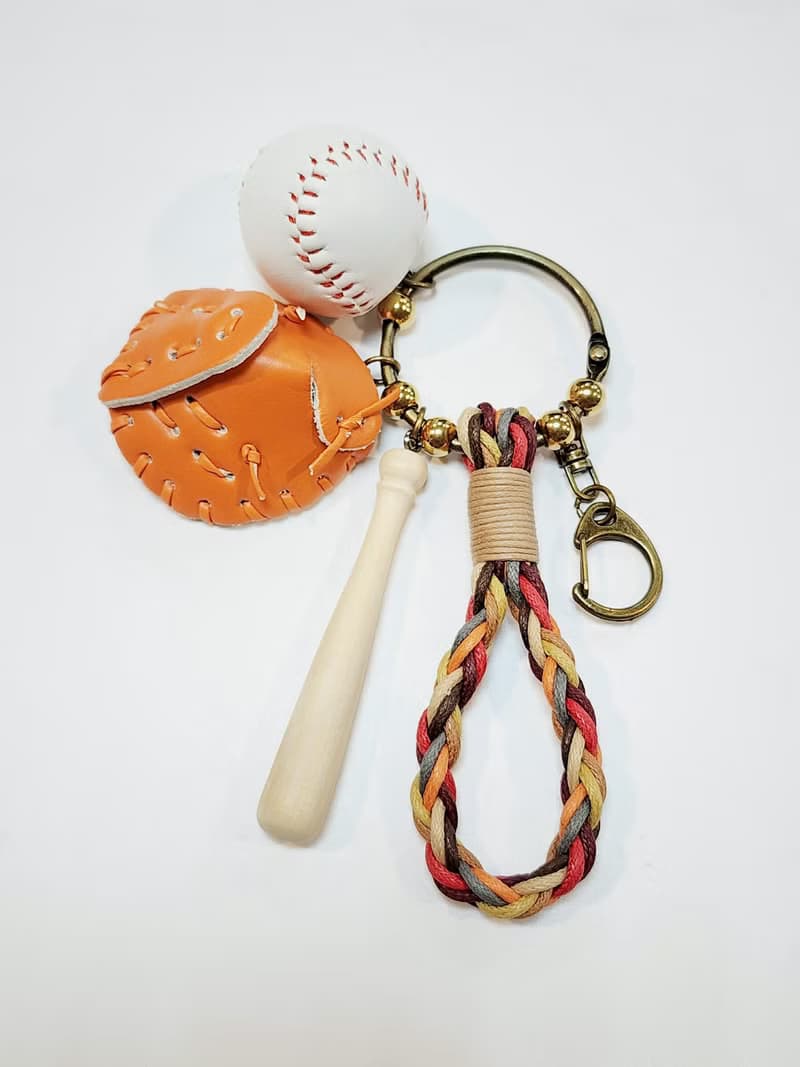Paris*Le Bonheun。幸福手作。運動系列。棒球(橘)。編織鑰匙圈手