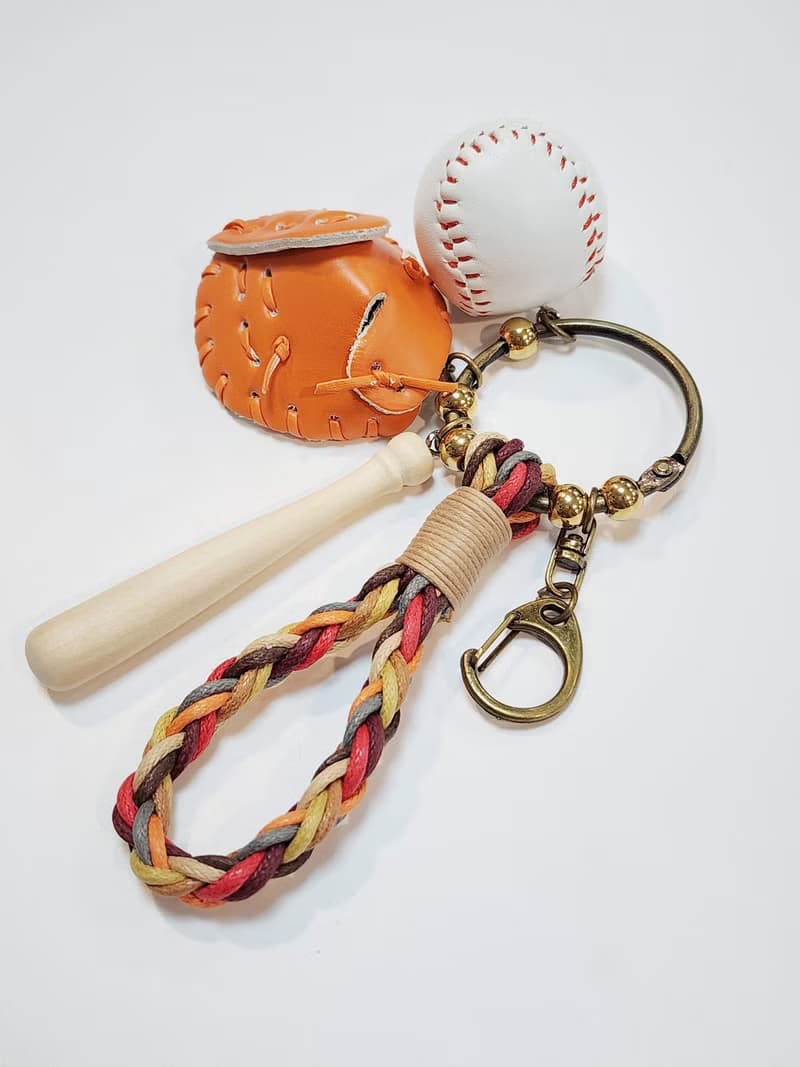Paris*Le Bonheun。幸福手作。運動系列。棒球(橘)。編織鑰匙圈手