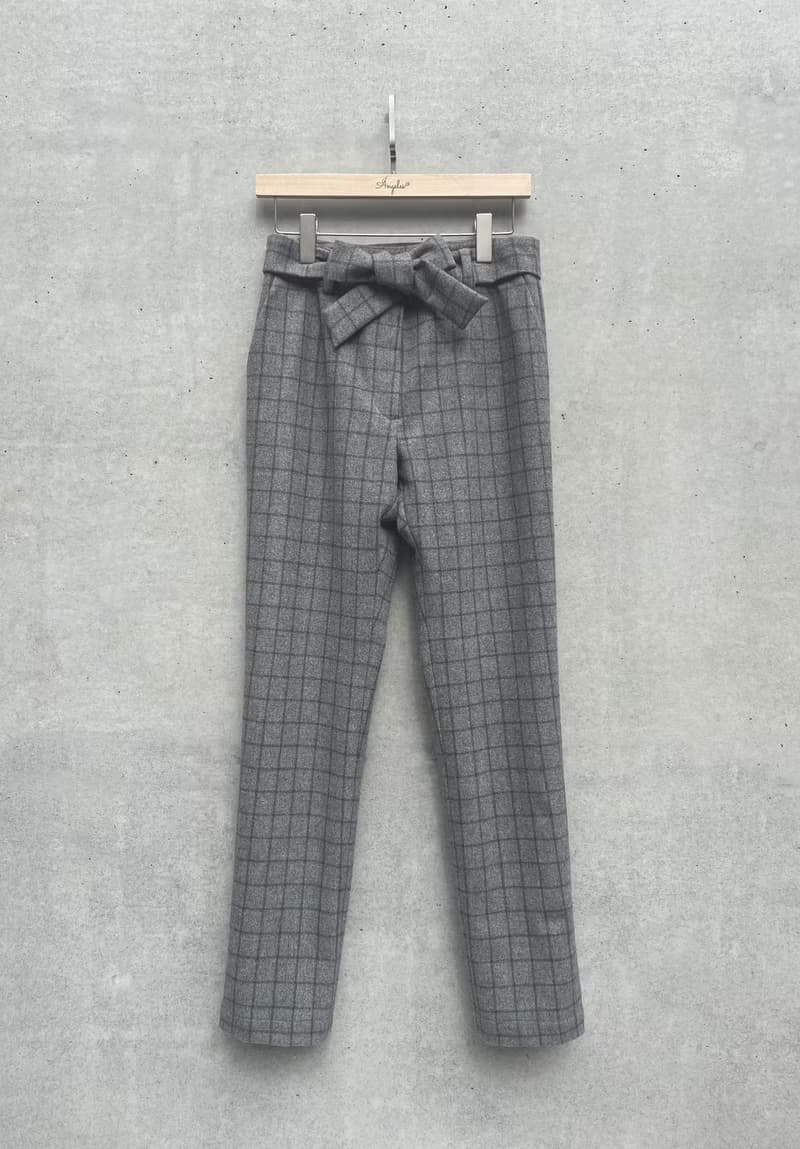 英倫毛呢格紋褲(灰)