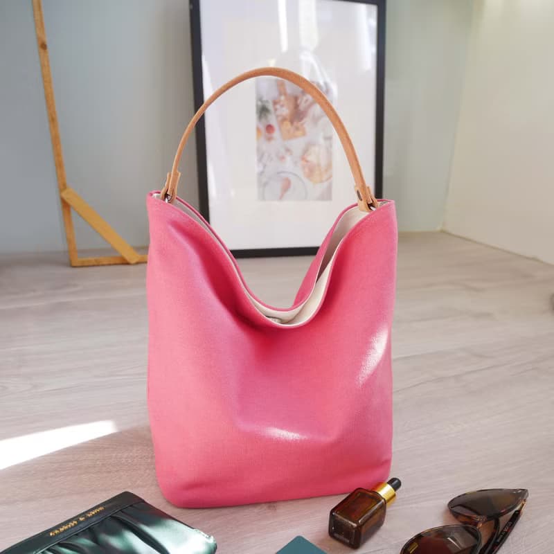 質感帆布 MINI水桶包 Mini bucket bag #74桃花紅