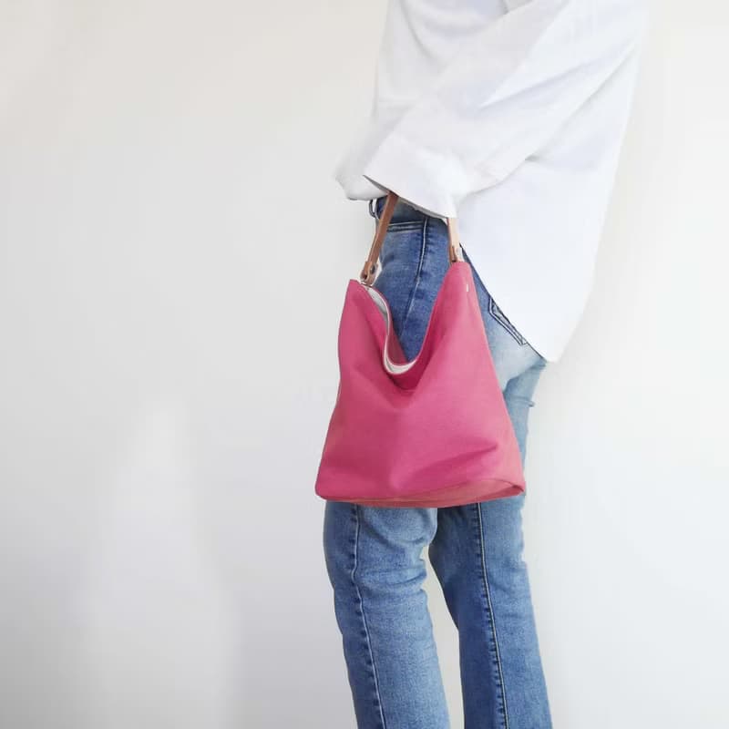 質感帆布 MINI水桶包 Mini bucket bag #74桃花紅