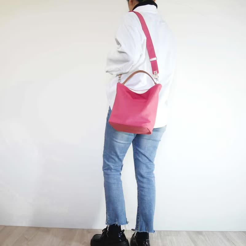 質感帆布 MINI水桶包 Mini bucket bag #74桃花紅