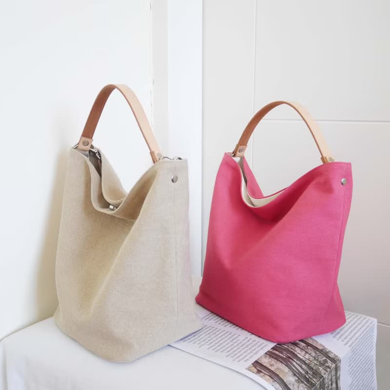 質感帆布 MINI水桶包 Mini bucket bag #74桃花紅