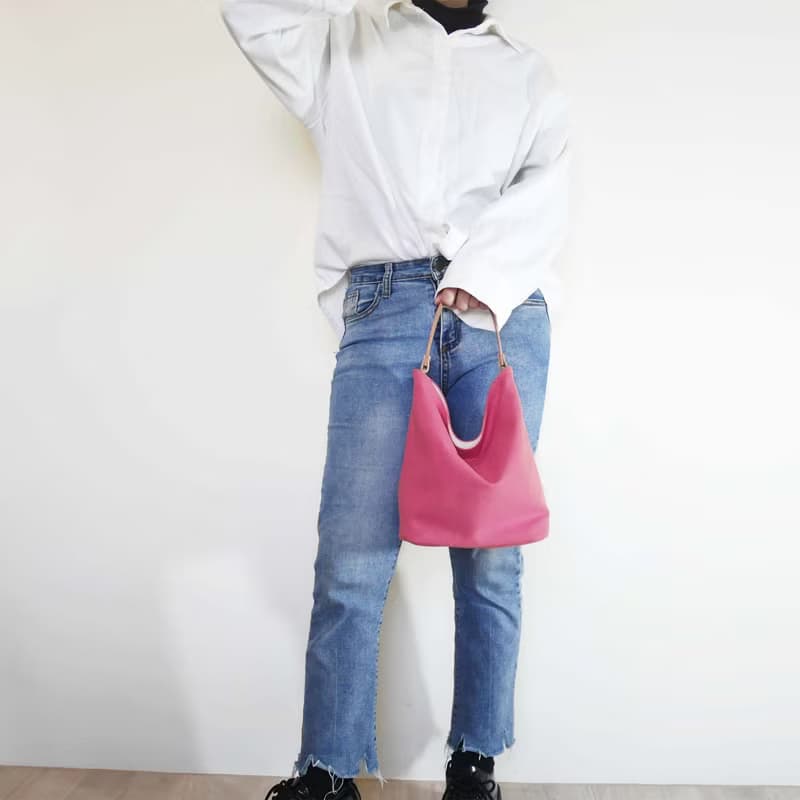 質感帆布 MINI水桶包 Mini bucket bag #74桃花紅