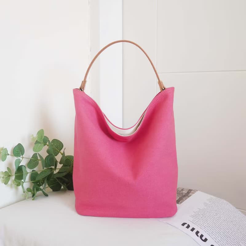 質感帆布 MINI水桶包 Mini bucket bag #74桃花紅