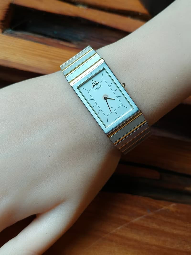 SEIKO旗下 頂級 CREDOR貴朵品牌  石英錶(絕版款) 鋼+22k鍍金