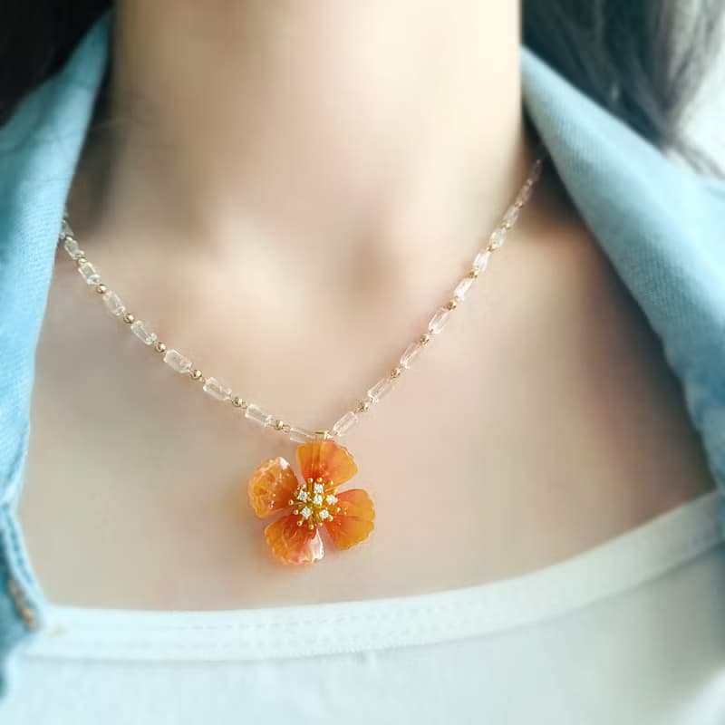 耳環 罌粟花 樹脂 水鑽 銀飾 耳夾 琉璃 禮物 禮盒 手工 情人節