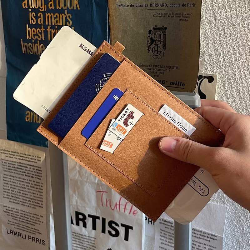 RFID blocking paper leather passport case