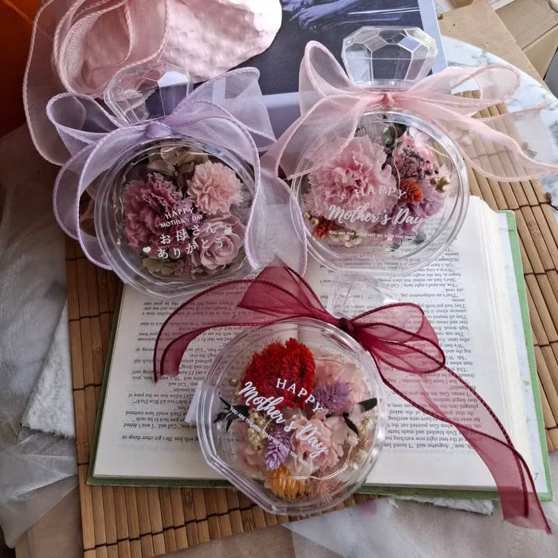 母親節花禮 壓克力香水瓶永生花禮 附燈