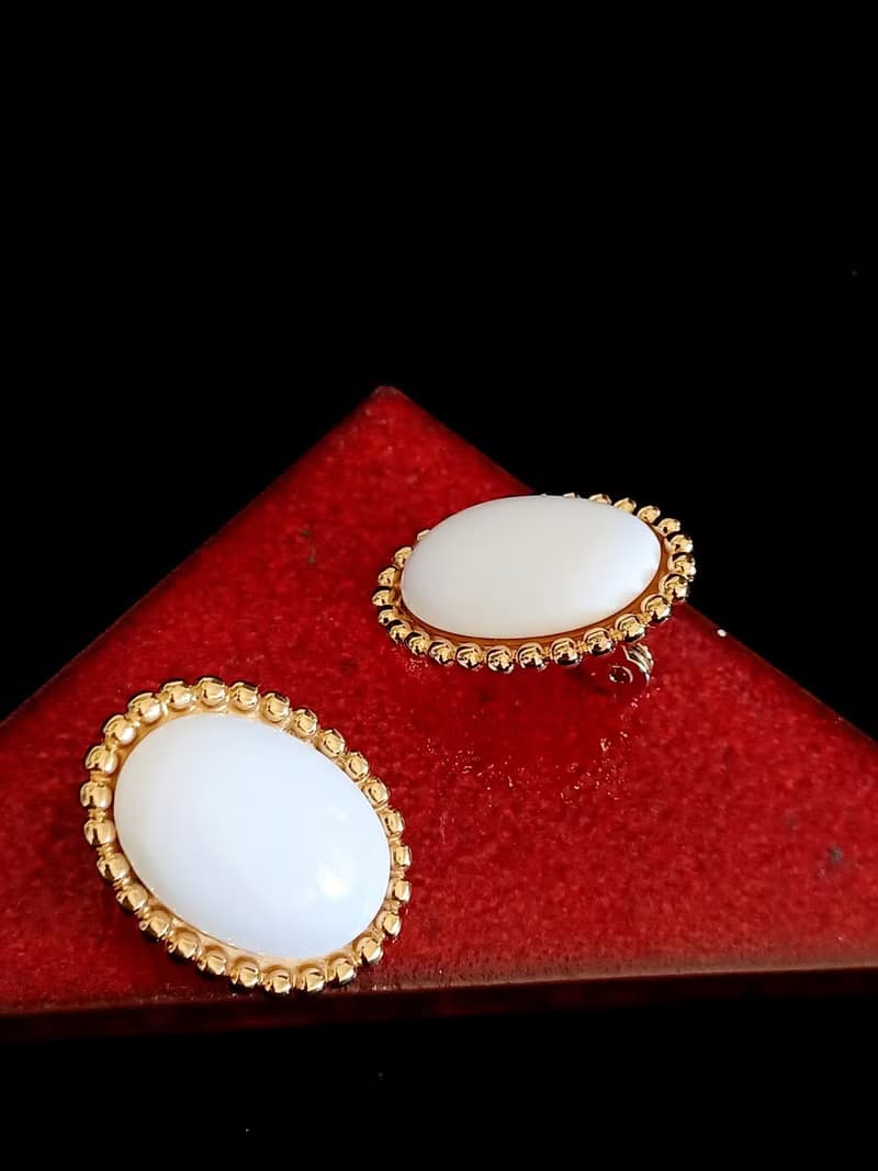 vintage jewelry  Monet 古董框金賽珞珞夾式耳環