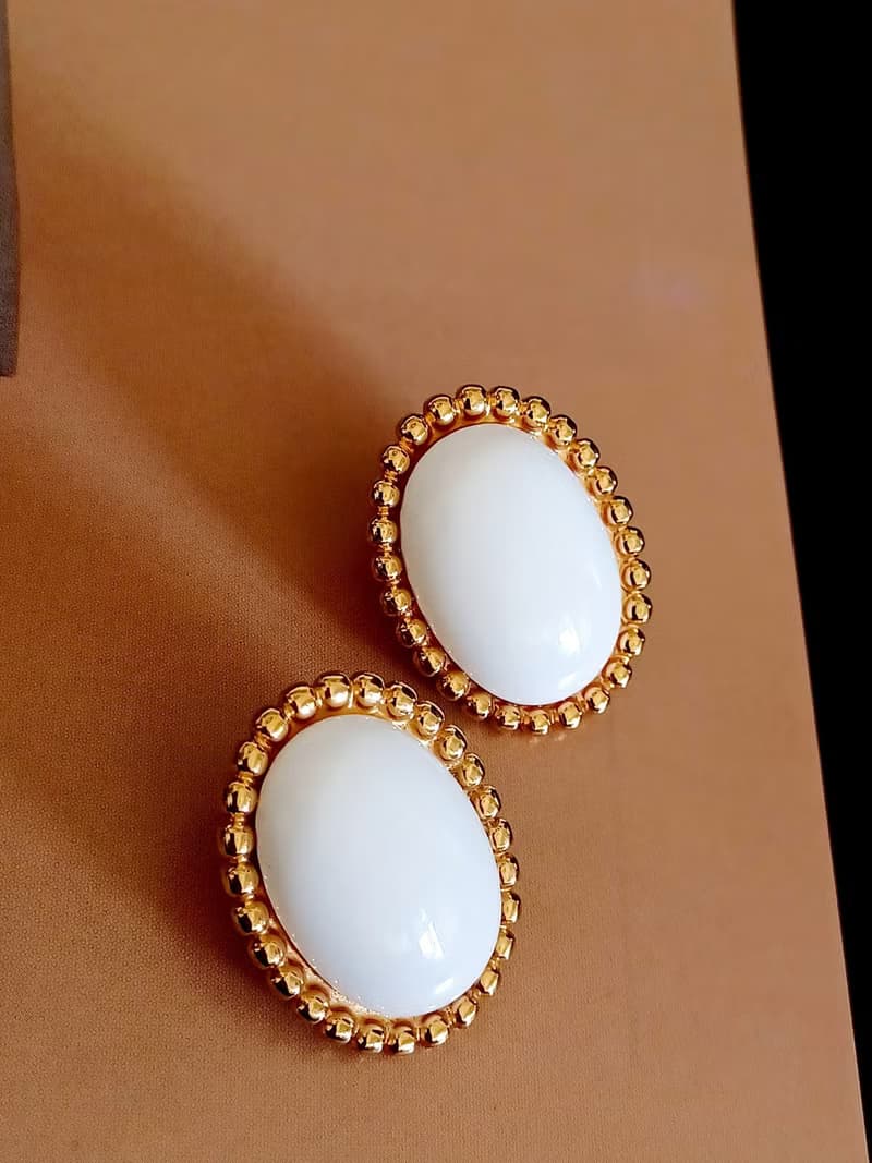 vintage jewelry  Monet 古董框金賽珞珞夾式耳環