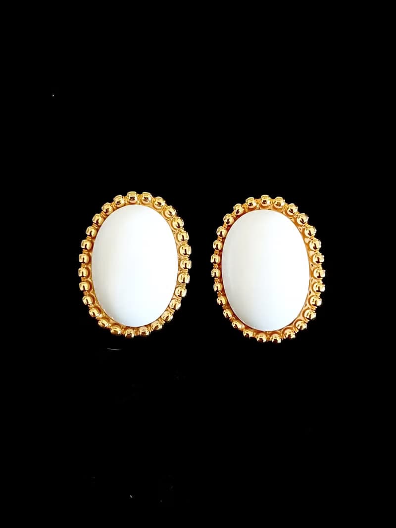 vintage jewelry  Monet 古董框金賽珞珞夾式耳環