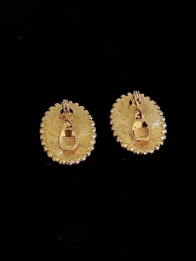 vintage jewelry  Monet 古董框金賽珞珞夾式耳環