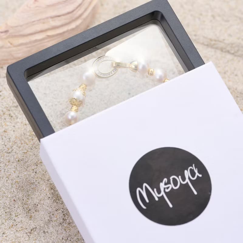 天然白色淡水珍珠手鍊 10–11mm 金色橢圓扣 典雅貴氣 萬聖節禮物