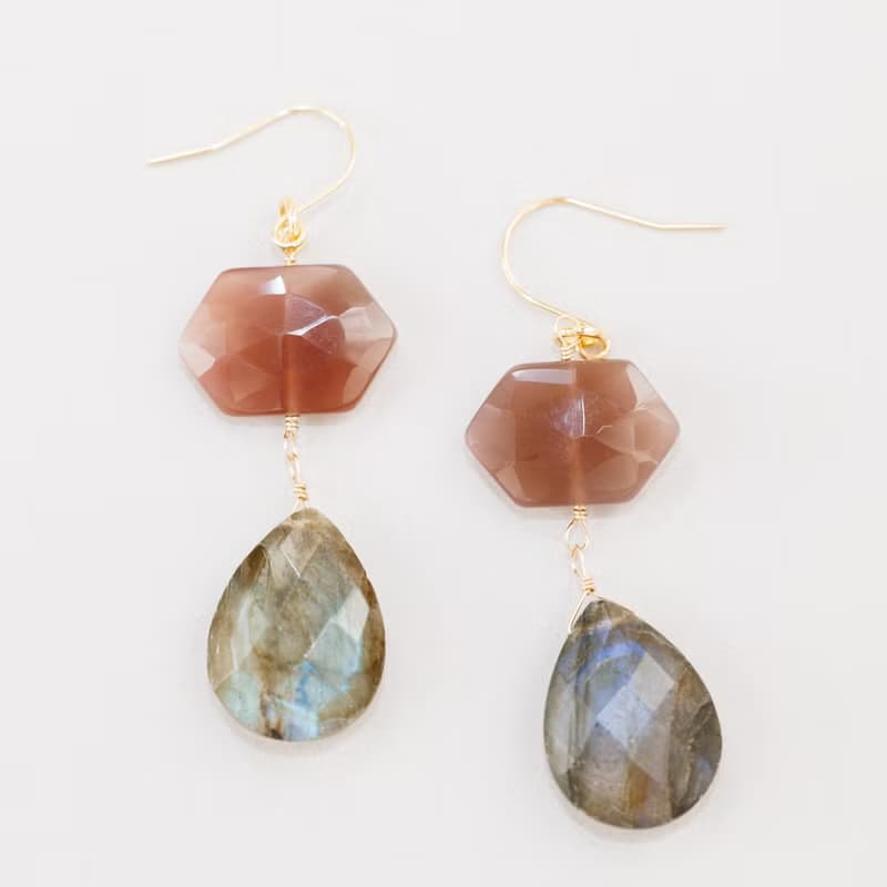 チョコレートムーンストーン ラブラドライト ムーンストーン ピアス イヤリング ピアスチャーム