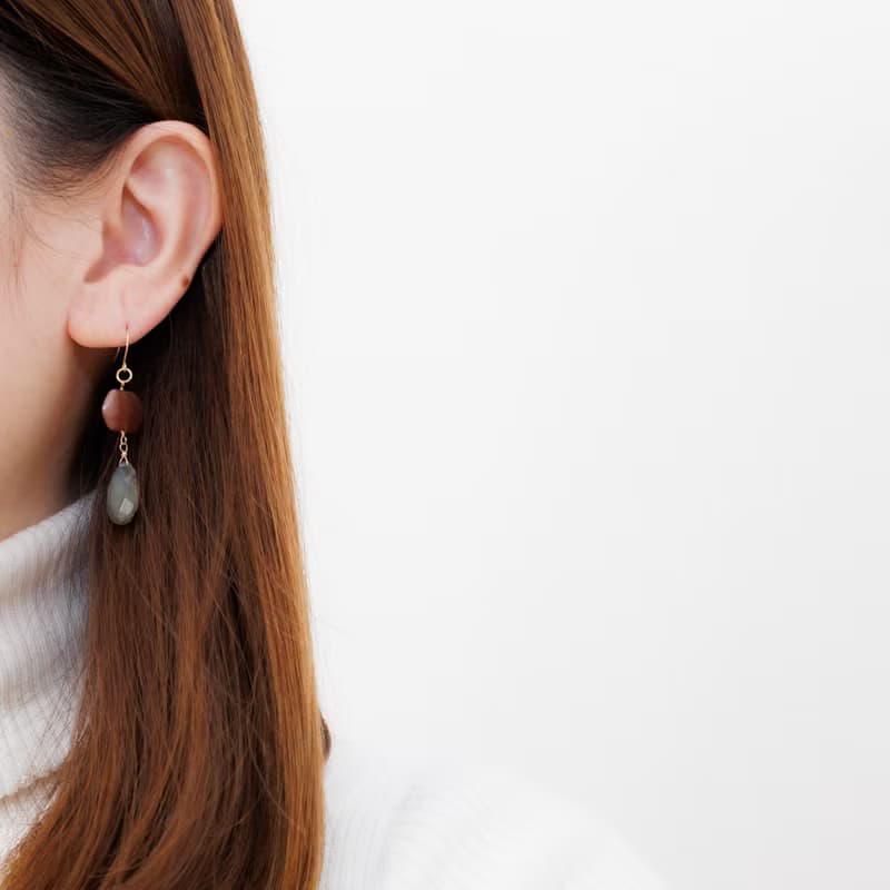 チョコレートムーンストーン ラブラドライト ムーンストーン ピアス イヤリング ピアスチャーム