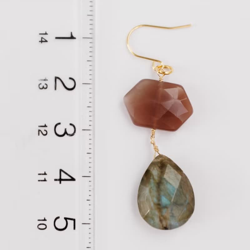 チョコレートムーンストーン ラブラドライト ムーンストーン ピアス イヤリング ピアスチャーム