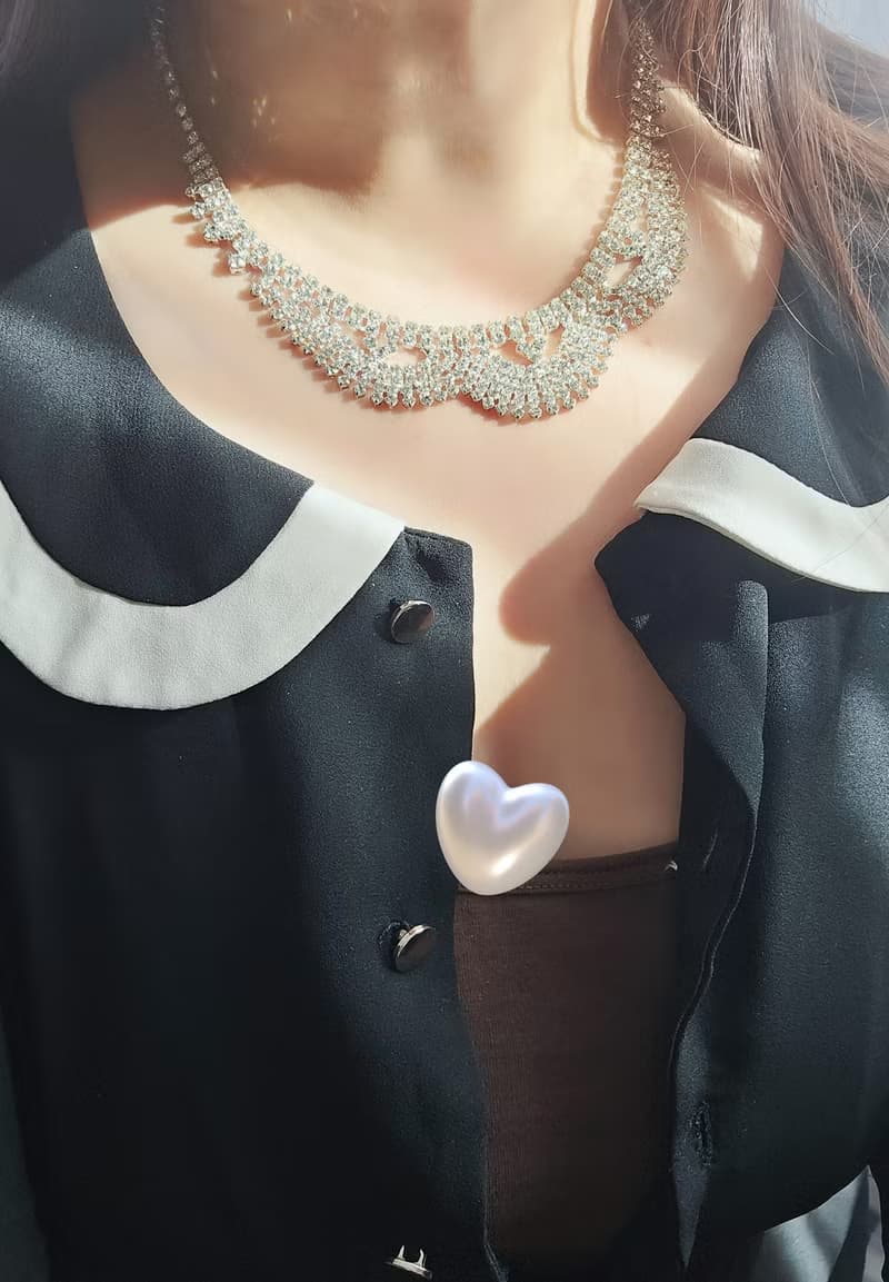 浪漫萊茵石蕾絲花綵項鍊【美國老件時尚珠寶】