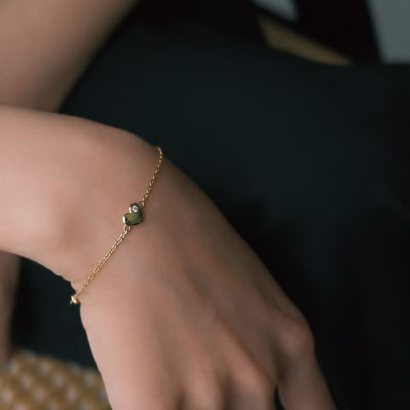 FREYA  單鑽 愛心手鍊 設計款-純銀14k金