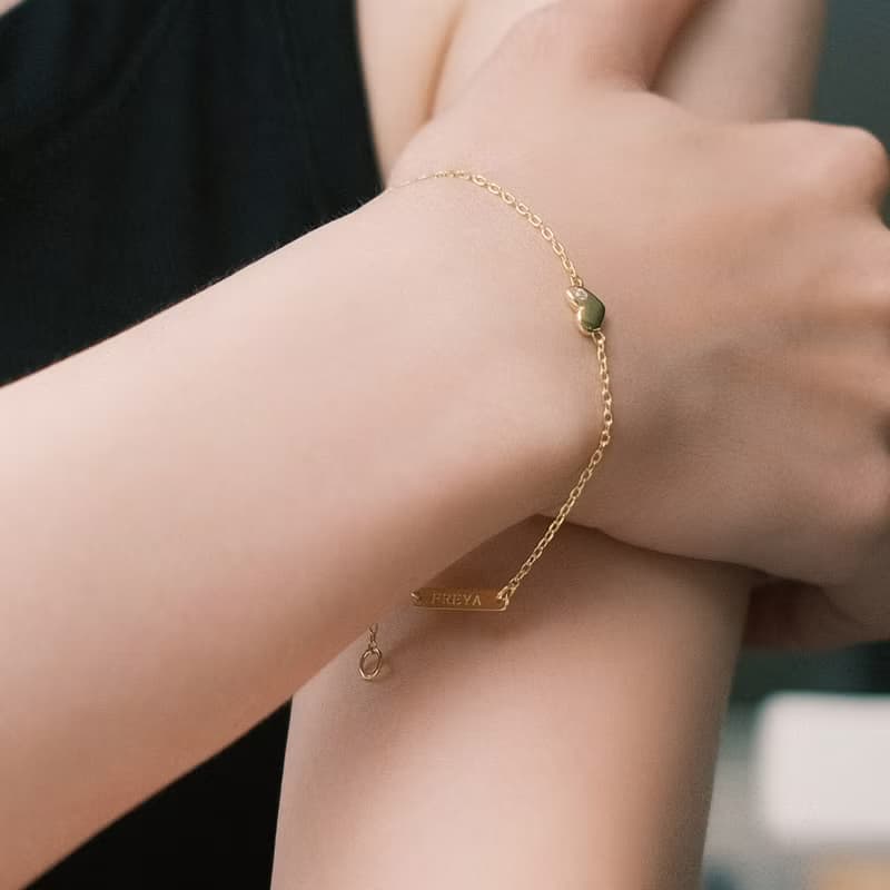 FREYA  單鑽 愛心手鍊 設計款-純銀14k金