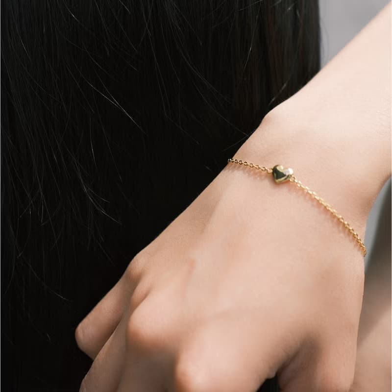 FREYA  單鑽 愛心手鍊 設計款-純銀14k金