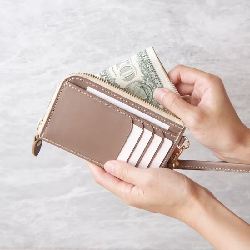 L型拉鍊零錢卡夾包(含手掛繩) L-zip Card Holder/灰