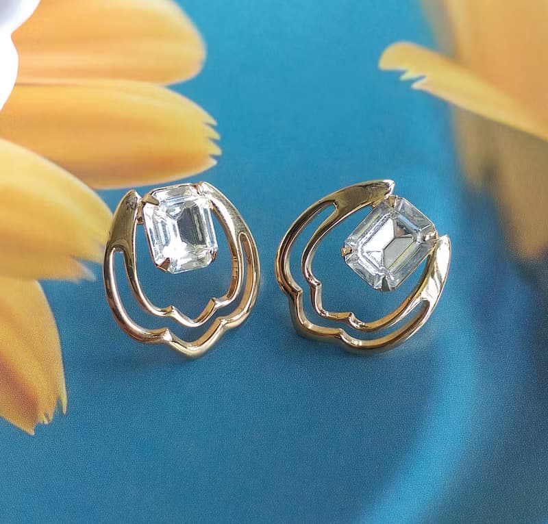 Vintage Jewelry 西洋古董飾品 氣質復古白鑽 針式耳環