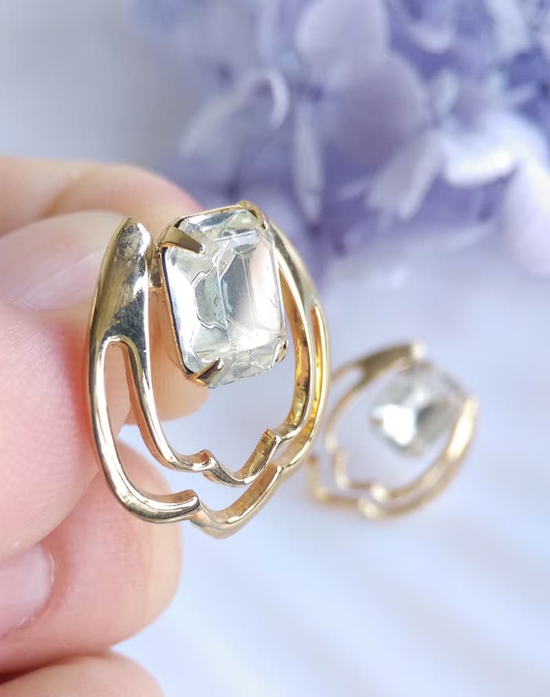 Vintage Jewelry 西洋古董飾品 氣質復古白鑽 針式耳環