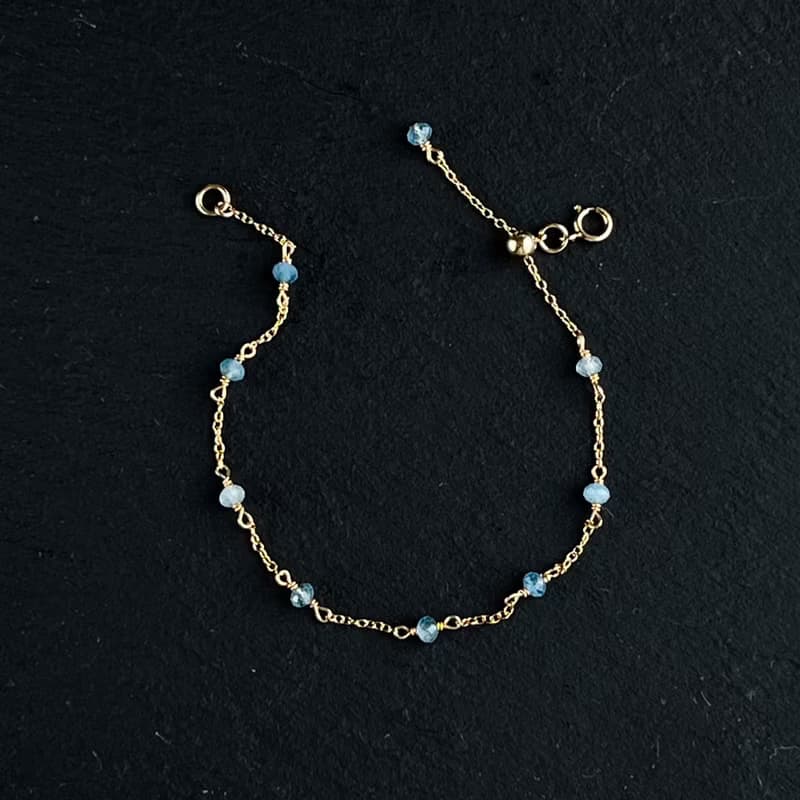 14kgf Aquamarine Chain Bracelet Gift Box