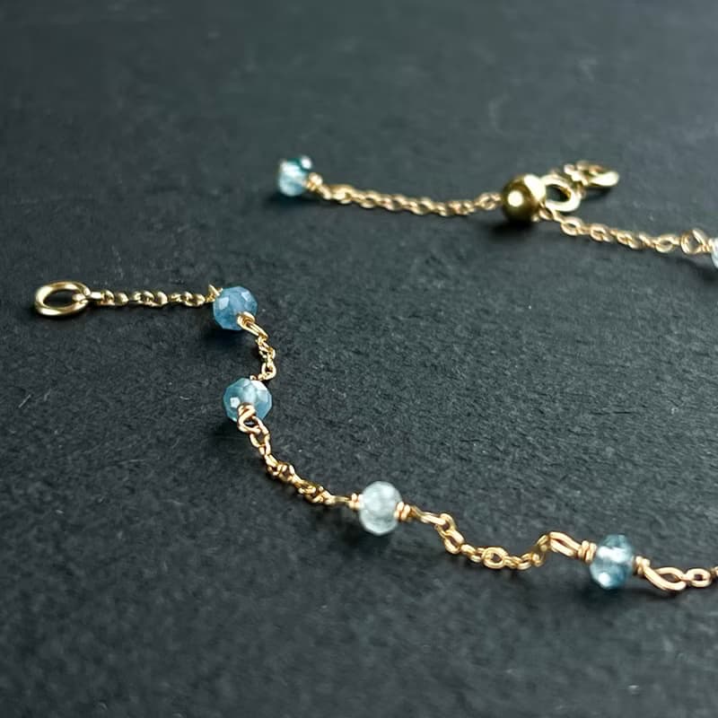 14kgf Aquamarine Chain Bracelet Gift Box