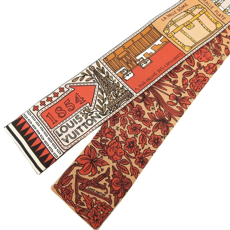 【日本直送】ルイ・ヴィトン LOUIS VUITTON バンドーBB スカーフ ジュドゥルイ M70856 シルク 茶/赤 RT0138 レディース【中古】