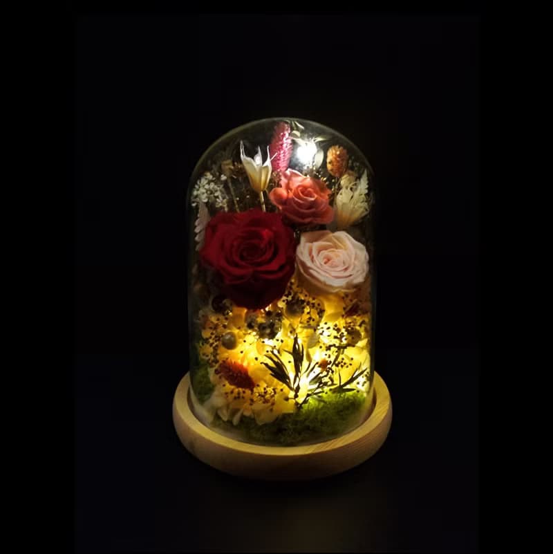 永生花玻璃擺設 - 草莓紅