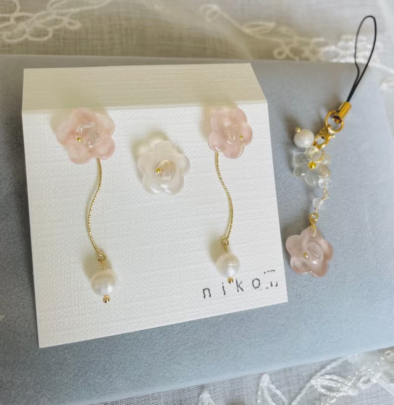 手作耳環  花  日本手作家