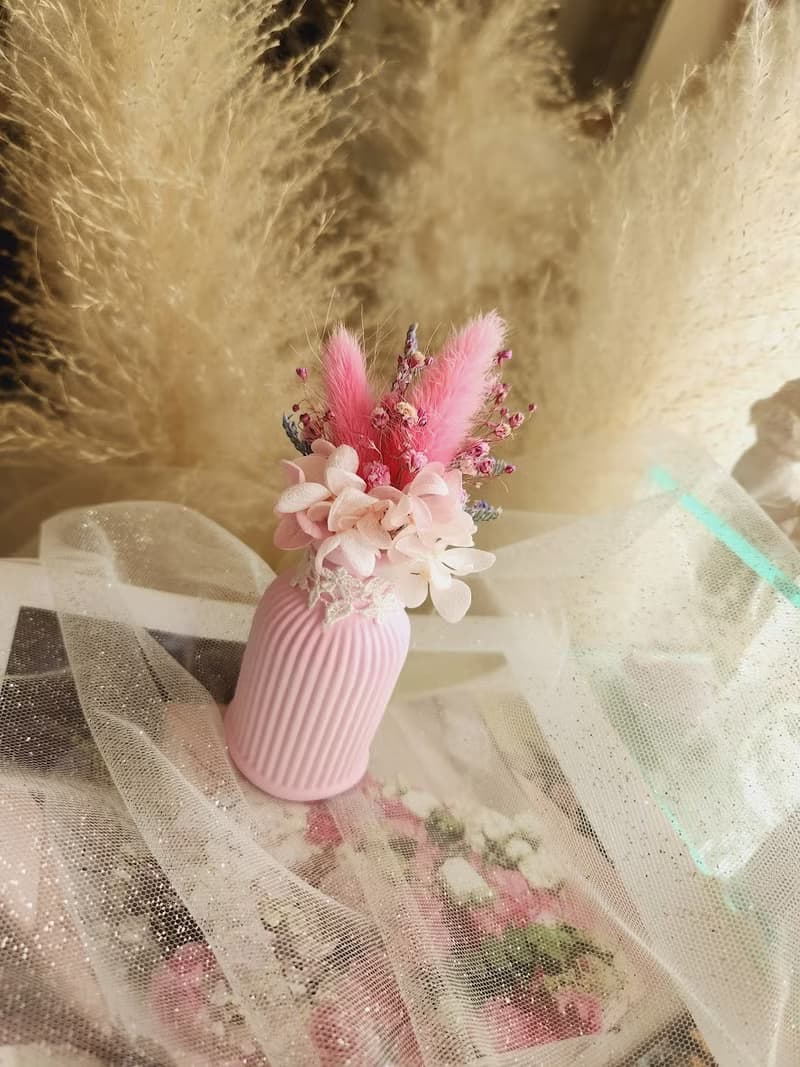 獨家款 永生花乾燥花束 3D花瓶擴香石禮盒 滿額禮 婚禮小物 禮物