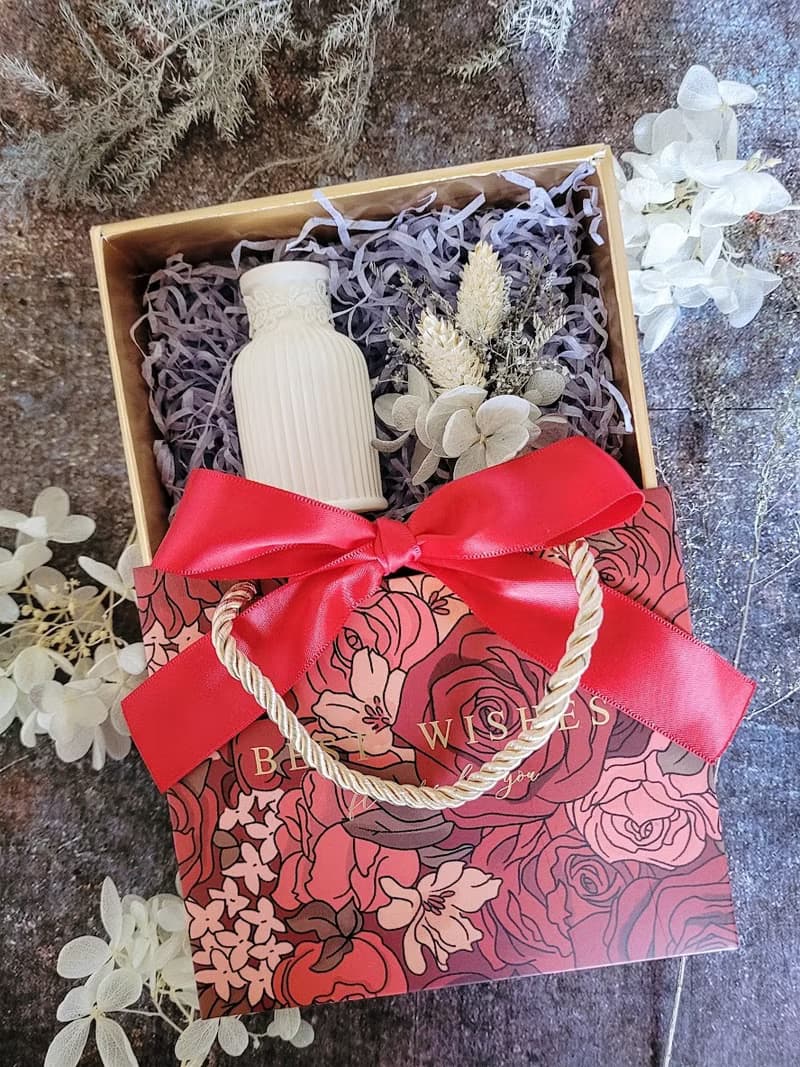 獨家款 永生花乾燥花束 3D花瓶擴香石禮盒 滿額禮 婚禮小物 禮物