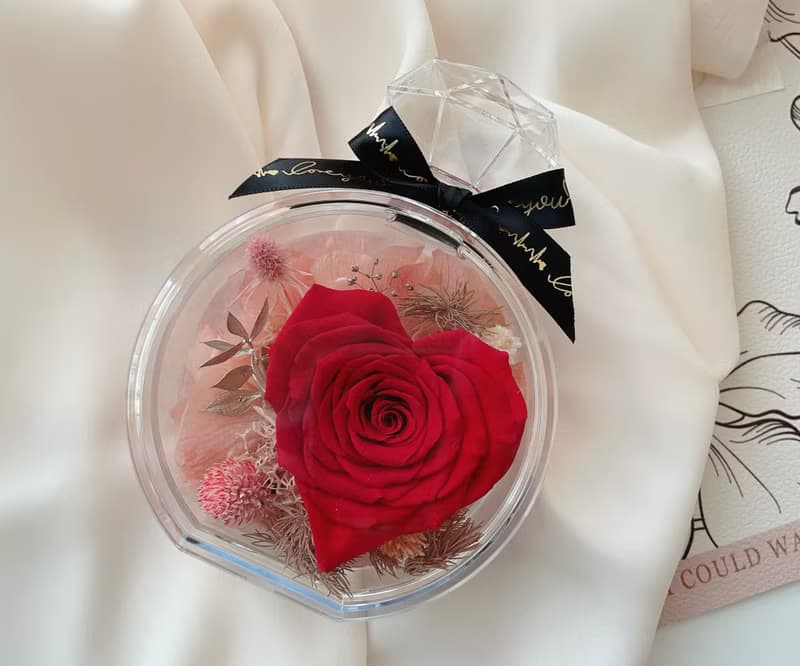 Miss。花謎 愛心永生玫瑰 香水瓶 花盒